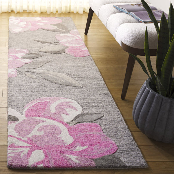 Safavieh Jardin Luxurious Handtufted Area Rug In Elegant Ivory And Beige – Enhance Your Home's Style Today! Grey ,Pink 80% Wool & 20% Cotton Jar403u-28