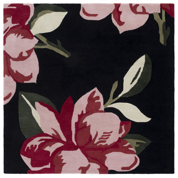 Safavieh Jardin Luxurious Handtufted Area Rug In Elegant Ivory And Beige – Enhance Your Home's Style Today! Black ,Pink 80% Wool & 20% Cotton Jar403z-6sq