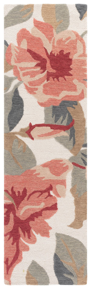 Safavieh Jardin Hand‑Tufted Ivory And Pink Runner Rug — Wool‑Cotton Blend, Low‑Pile Floral Accent For Hallways 2'-3" x 8'-0" JAR404U-28