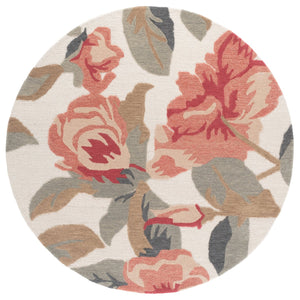 Safavieh Jardin Hand‑Tufted Ivory And Pink Runner Rug — Wool‑Cotton Blend, Low‑Pile Floral Accent For Hallways 2'-3" x 8'-0" JAR404U-28