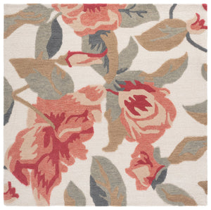 Safavieh Jardin Hand‑Tufted Ivory And Pink Runner Rug — Wool‑Cotton Blend, Low‑Pile Floral Accent For Hallways 2'-3" x 8'-0" JAR404U-28
