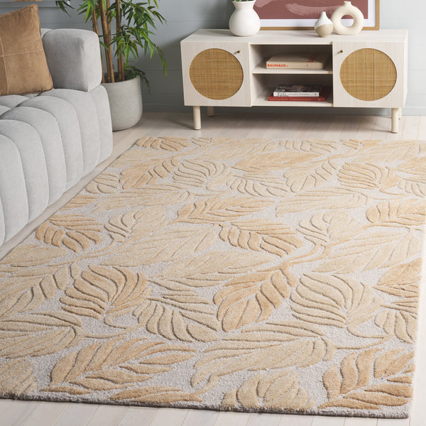 Safavieh Jardin Hand-Tufted Beige Area Rug 8X10 – 80% Wool 20% Cotton, Subtle Floral Motif, Cozy Plush Finish 8'-0" x 10'-0" JAR425B-8