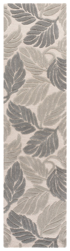Safavieh Jardin Hand-Tufted Round Rug In Grey Ivory Floral-Tropical Motif — Wool-Cotton Blend, Low Pile Komfort 6'-0" x 6'-0" JAR425F-6R