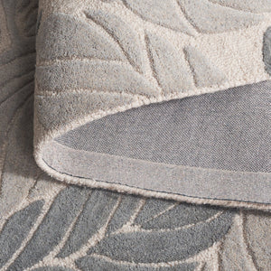 Safavieh Jardin Hand-Tufted Round Rug In Grey Ivory Floral-Tropical Motif — Wool-Cotton Blend, Low Pile Komfort 6'-0" x 6'-0" JAR425F-6R