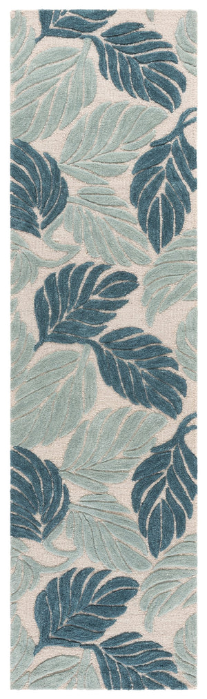 Safavieh Jardin Hand-Tufted Round Blue Ivory Area Rug — Wool-Cotton Blend, Low-Profile Comfort & Timeless Style 6'-0" x 6'-0" JAR425M-6R