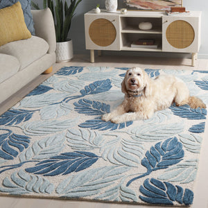 Safavieh Jardin Hand-Tufted Blue Ivory Area Rug — 80% Wool, Low-Profile Floral Motif For Modern Homes 6'-0" x 9'-0" JAR425M-6