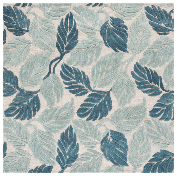 Safavieh Jardin Hand-Tufted Blue And Ivory Area Rug — Wool-Cotton Blend, Low Pile, Timeless Floral Motif For Living Rooms 8'-0" x 10'-0" JAR425M-8