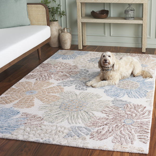 Safavieh Jardin Hand‑Tufted Wool Rug In Red & Blue — Soft Low‑Profile Floral Bohemian Design, Durable Comfort 9'-0" x 12'-0" JAR466Q-9