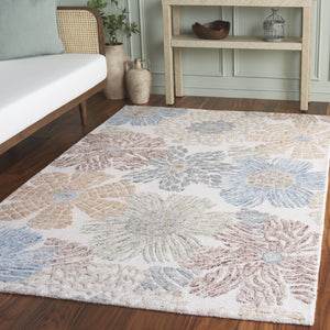 Safavieh Jardin Hand-Tufted Wool-Cotton Area Rug In Rich Red And Blue — Low 5/8" Pile, Durable Indian Craftsmanship 4'-0" x 6'-0" JAR466Q-4