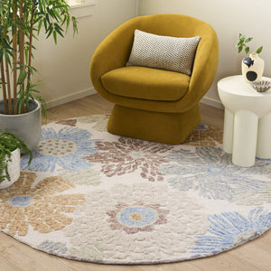 Safavieh Jardin Hand-Tufted Wool-Cotton Area Rug In Rich Red And Blue — Low 5/8" Pile, Durable Indian Craftsmanship 4'-0" x 6'-0" JAR466Q-4