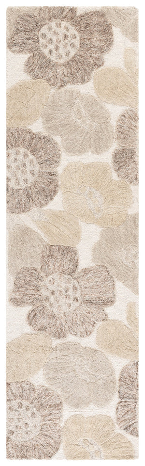 Safavieh Jardin Hand-Tufted Grey Ivory Area Rug - Wool-Cotton Blend, Low-Profile 5/8" Pile, Timeless Style 4'-0" x 6'-0" JAR467F-4