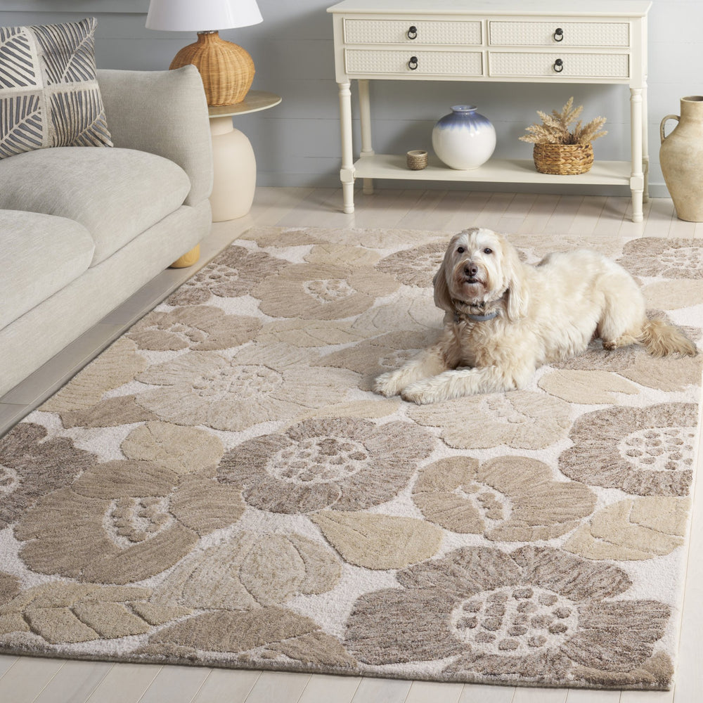 Safavieh Jardin Hand-Tufted Grey Ivory Area Rug — Wool-Cotton Blend, Low-Profile 5/8" Pile, Timeless Minimalist Look 3'-0" x 5'-0" JAR467F-3