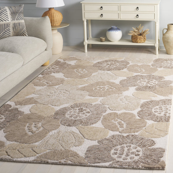 Safavieh Jardin Hand-Tufted Grey Ivory Runner Rug — Wool-Cotton Floral Design, Low-Pile Luxury For Hallways 2'-3" x 8'-0" JAR467F-28