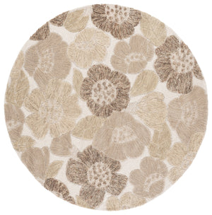Safavieh Jardin Hand-Tufted Round Rug Grey Ivory — Wool-Cotton Blend, Low Pile Floral Motif For Living Spaces 6'-0" x 6'-0" JAR467F-6R