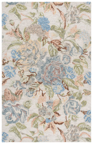 Safavieh Jardin Hand‑Tufted Round Rug In Beige & Blue Floral Motif, Wool‑Cotton Blend For Durable Comfort 6'-0" x 6'-0" JAR468B-6R