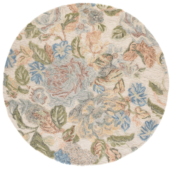 Safavieh Jardin Hand-Tufted Beige & Blue Wool-Cotton Rug, Low-Profile 8X10 Area Rug For Timeless Rooms 9'-0" x 12'-0" JAR468B-9