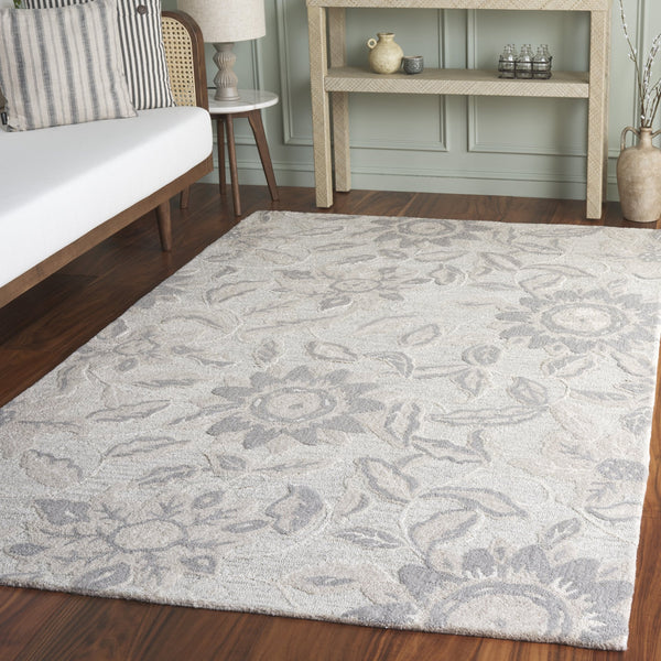 Safavieh Jardin Hand-Tufted Beige And Blue Runner Rug — Wool-Cotton Blend, Low Pile Elegance For Hallways 2'-3" x 8'-0" JAR469B-28