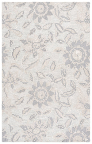 Safavieh Jardin Hand-Tufted Beige And Blue Wool-Cotton Rug, Subtle Floral Rectangular Motif For Living Spaces 3'-0" x 5'-0" JAR469B-3