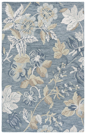 Safavieh Jardin Hand‑Tufted Wool‑Cotton Square Rug In Soothing Blue & Beige Floral Motif, Durable Luxury 6'-0" x 6'-0" JAR470M-6SQ
