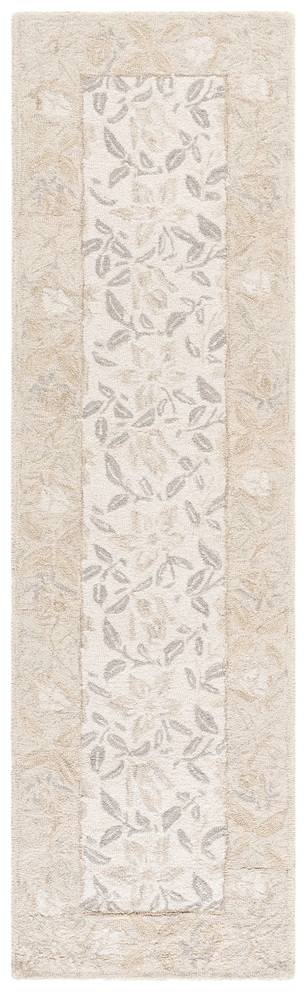 Safavieh Jardin Hand-Tufted Ivory Grey Area Rug — Wool-Cotton Blend, Low-Profile Floral Motif For Living Rooms 6'-0" x 6'-0" JAR471F-6SQ
