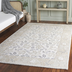 Safavieh Jardin Hand-Tufted Ivory Grey Round Rug — Wool-Cotton Floral Motif, Low-Profile Plush, Timeless Elegance 6'-0" x 6'-0" JAR471F-6R