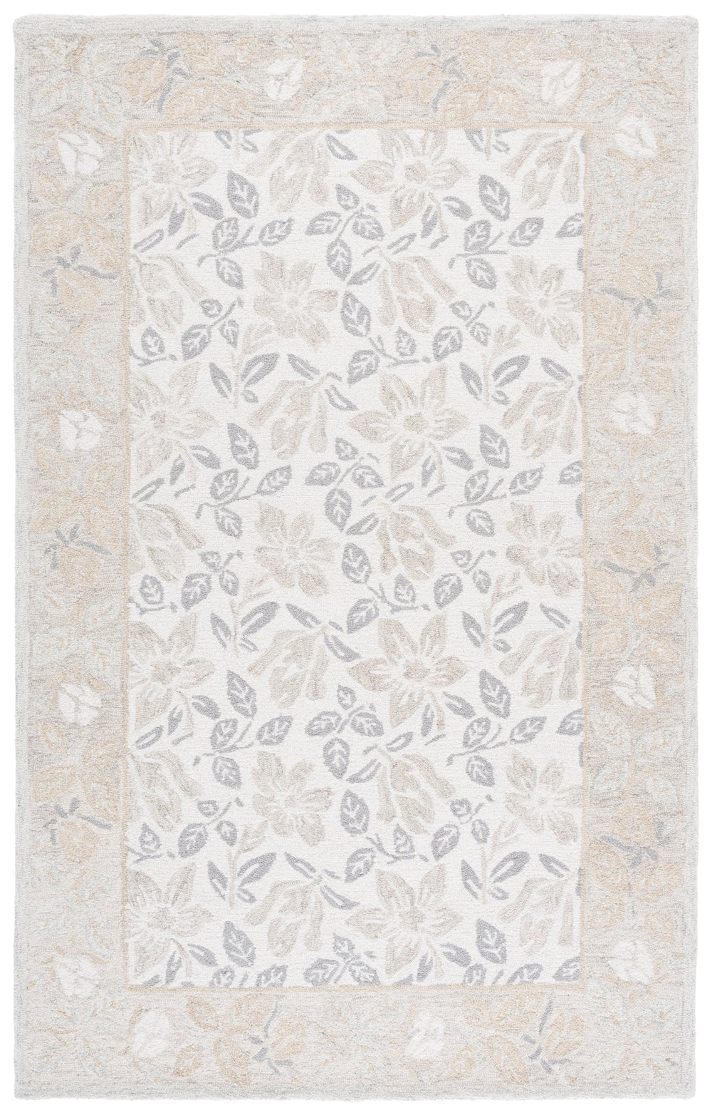 Safavieh Jardin Hand-Tufted Ivory Grey Wool-Cotton Rug — Low-Profile, Artisanal Neutral Area Accent For Home 4'-0" x 6'-0" JAR471F-4
