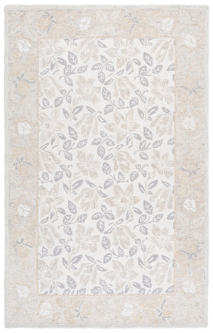 Safavieh Jardin Hand-Tufted Ivory Grey Floral Rug — Wool-Cotton Blend, 1/2" Pile, Timeless Living Room Centerpiece 5'-0" x 8'-0" JAR471F-5