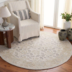 Safavieh Jardin Hand-Tufted Ivory Grey Area Rug — Wool-Cotton Blend, Low Plush Pile, Elegant Floral Motif 3'-0" x 5'-0" JAR471F-3