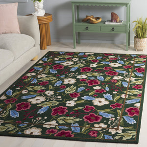 Safavieh Jardin Hand-Tufted Green And Red Floral Runner — Artisanal 80% Polyester 20% Cotton Low-Profile Rug 2'-3" x 8'-0" JAR472Y-28