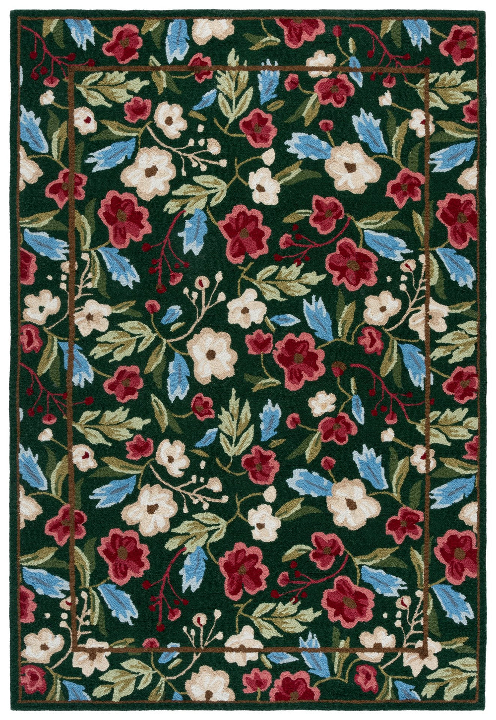 Safavieh Jardin Hand-Tufted Green And Red Floral Runner — Artisanal 80% Polyester 20% Cotton Low-Profile Rug 2'-3" x 8'-0" JAR472Y-28