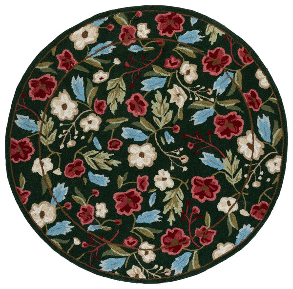Safavieh Jardin Hand-Tufted Green And Red Area Rug, Low-Profile 3/8" Pile, Soft Polyester-Cotton Blend, Ethically Crafted In India 9'-0" x 12'-0" JAR472Y-9