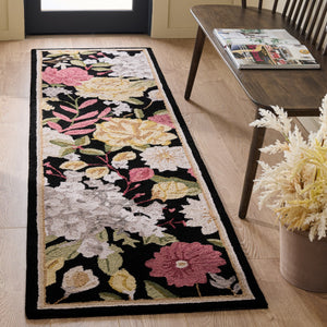 Safavieh Jardin Hand-Tufted Black And Red Floral Rug - Low Pile, Soft Polyester-Cotton Blend, Indian Craftsmanship 8'-0" x 10'-0" JAR473Z-8