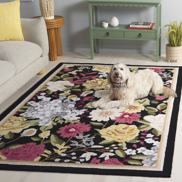 Safavieh Jardin Hand-Tufted Black & Red Runner Rug — Plush Low-Profile Floral Design, Durable Stain-Resistant Fabric Crafted In India 2'-3" x 8'-0" JAR473Z-28