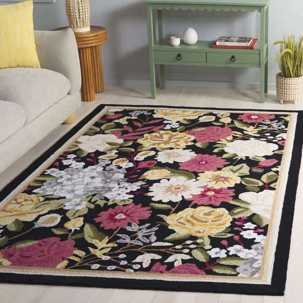 Safavieh Jardin Hand-Tufted Round Rug In Black And Red — Low-Profile Plush Polyester-Cotton Blend, Durable Elegance 6'-0" x 6'-0" JAR473Z-6R