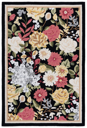 Safavieh Jardin Hand‑Tufted Black And Red Area Rug — Striking Floral‑Friendly Design, Durable Soft Blend 6'-0" x 9'-0" JAR473Z-6