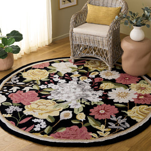 Safavieh Jardin Hand-Tufted Black & Red Floral Rug, Low Pile 80% Polyester 20% Cotton—Artisanal Indian Craftsmanship 3'-0" x 5'-0" JAR473Z-3