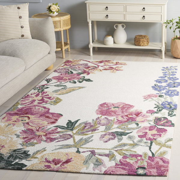 Safavieh Jardin Elegant Floral Hand-tufted Area Rug For Home Decor - Comfort And Sophistication Combined Ivory ,Pink 80% Wool,20% Cotton Jar475a-5