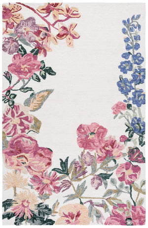 Safavieh Jardin Hand-Tufted Ivory Pink Floral Rug — Soft Wool-Cotton Blend, Low-Profile Elegance For Home 6'-0" x 6'-0" JAR475A-6SQ