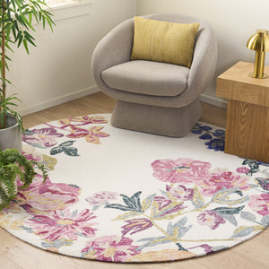 Safavieh Jardin Hand-Tufted Floral Runner In Ivory & Blush Pink — Wool-Cotton Blend, Low-Profile Durable Elegance 2'-3" x 8'-0" JAR475A-28