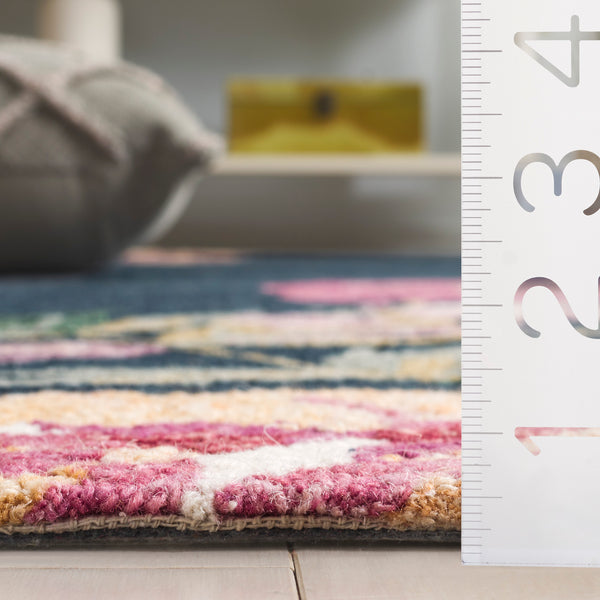 Safavieh Jardin Elegant Floral Hand-tufted Area Rug For Home Decor - Comfort And Sophistication Combined Navy ,Pink 80% Wool,20% Cotton Jar475n-5