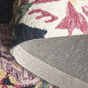 Safavieh Jardin Hand-Tufted Floral Runner In Navy And Pink — Wool-Cotton Low-Profile Elegance For Hallways 2'-3" x 8'-0" JAR475N-28