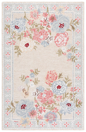 Safavieh Jardin Hand-Tufted Beige Pink Floral Rug — Wool-Cotton Blend, Timeless Charm For Living Spaces 4'-0" x 6'-0" JAR476B-4
