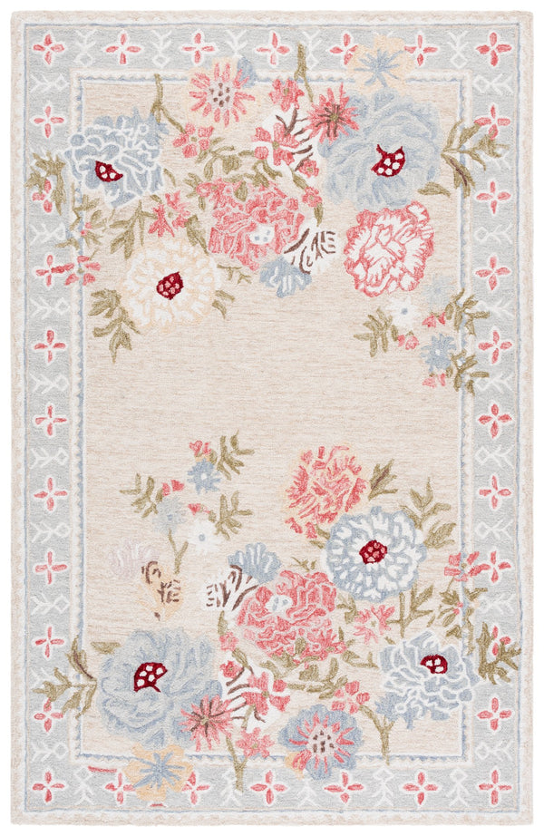 Safavieh Jardin Hand-Tufted Beige Pink Floral Rug, Wool-Cotton Blend For Living Room Warmth & Texture 5'-0" x 8'-0" JAR476B-5