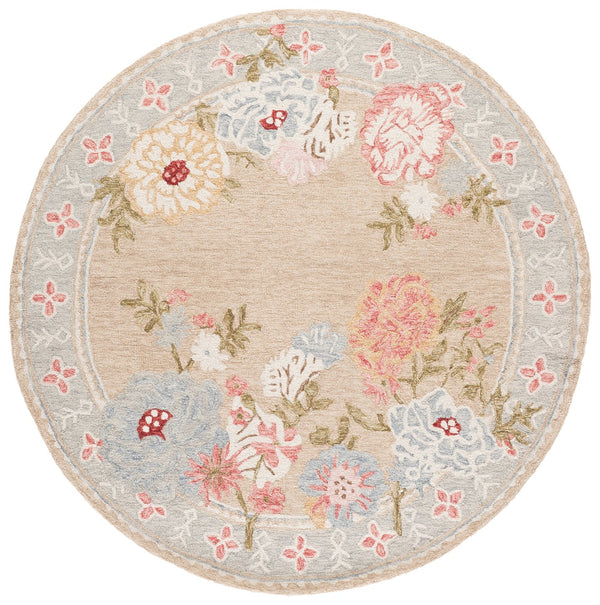 Safavieh Jardin Hand-Tufted Beige Pink Floral Rug, Wool-Cotton Blend For Living Room Warmth & Texture 5'-0" x 8'-0" JAR476B-5
