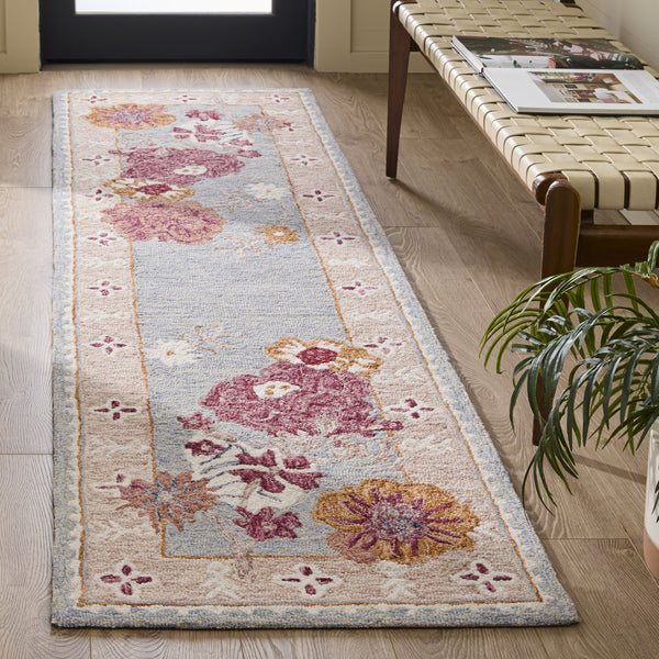 Safavieh Jardin Hand-Tufted Grey And Rust Floral Rug — Wool-Cotton Blend, Timeless Artisanal Texture For Home Decor 4'-0" x 6'-0" JAR476F-4