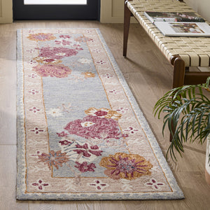 Safavieh Jardin Hand‑Tufted Grey And Rust Floral Runner Rug — Wool-Cotton Blend, Low Pile, Durable Elegance 2'-3" x 8'-0" JAR476F-28