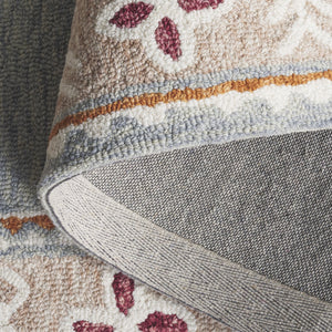 Safavieh Jardin Hand-Tufted Grey And Rust Floral Rug, 80% Wool 20% Cotton Low-Profile Artisanal Accent Piece 6'-0" x 6'-0" JAR476F-6SQ