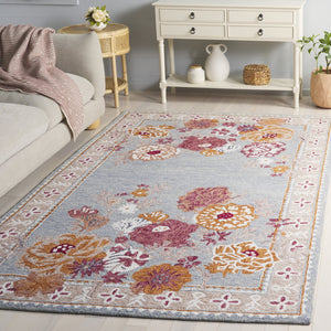 Safavieh Jardin Hand-Tufted Grey And Rust Floral Rug — Wool-Cotton Blend, Timeless Artisanal Texture For Home Decor 4'-0" x 6'-0" JAR476F-4