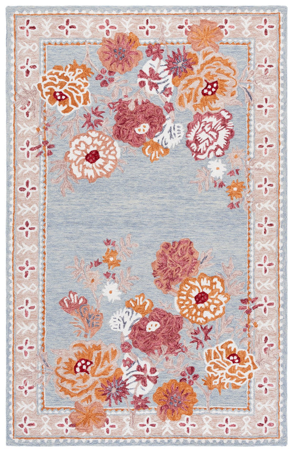 Safavieh Jardin Hand‑Tufted Grey And Rust Floral Runner Rug — Wool-Cotton Blend, Low Pile, Durable Elegance 2'-3" x 8'-0" JAR476F-28
