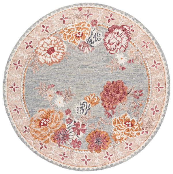 Safavieh Jardin Hand-Tufted Grey Rust Floral Area Rug — Wool-Cotton Blend, Low Profile, Timeless Farmhouse Elegance 8'-0" x 10'-0" JAR476F-8